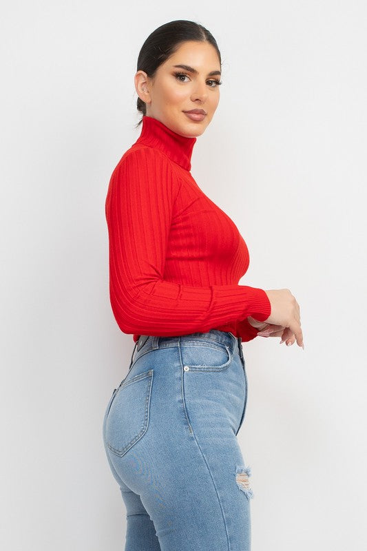 Knit ribbed turtle neck