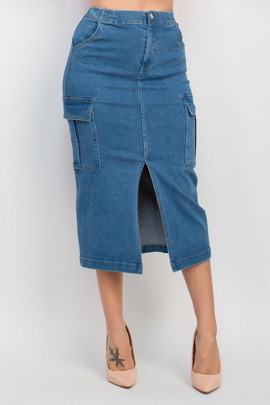 Denim long skirt