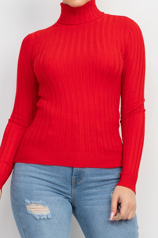 Knit ribbed turtle neck