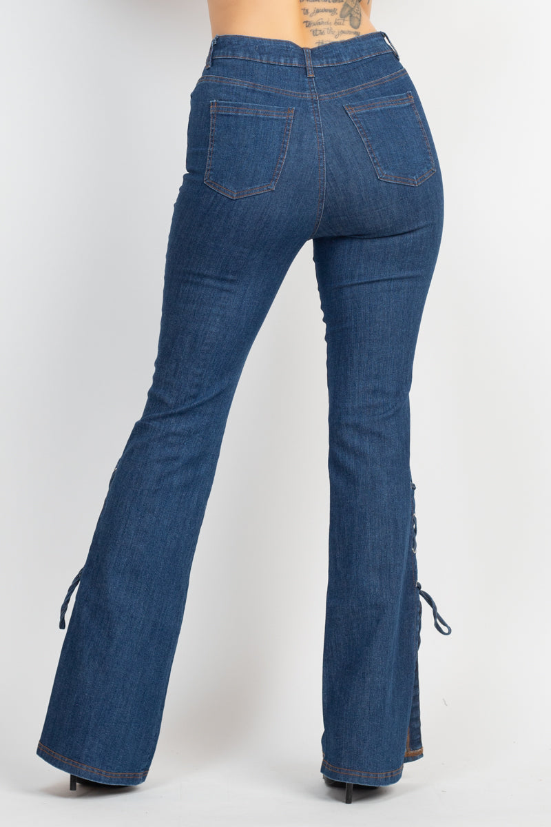 Lace up flare jeans