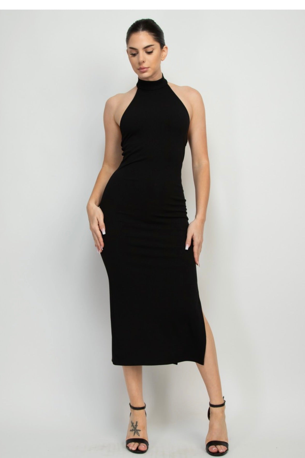 Halter neck midi dress