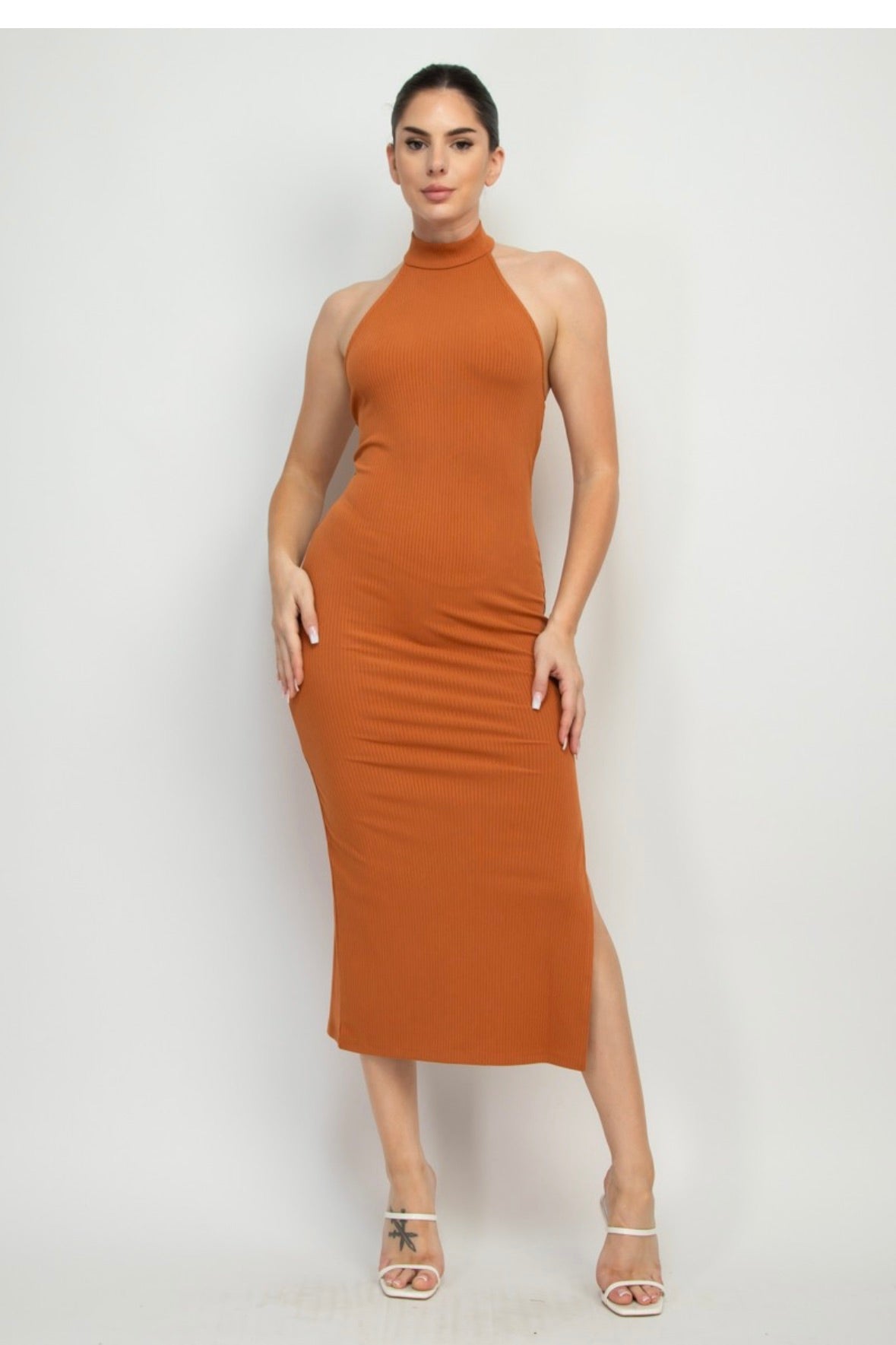 Halter neck midi dress