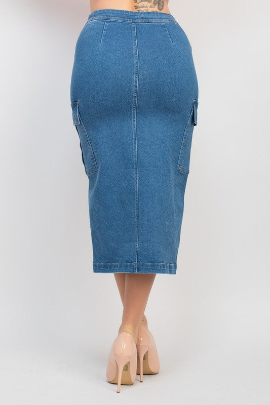 Denim long skirt