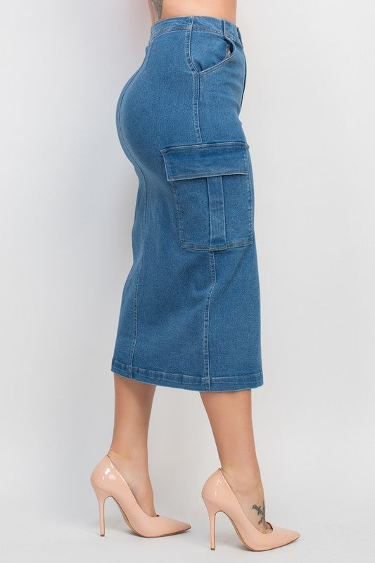 Denim long skirt